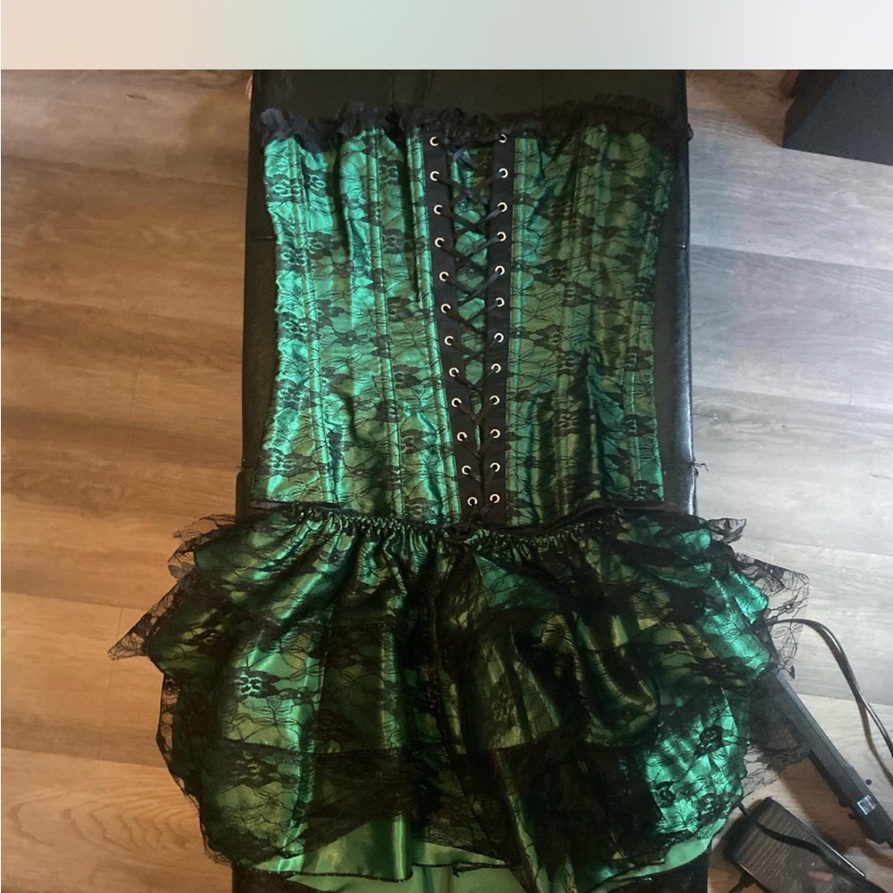 Green and Black Lace Corset and Tutu set